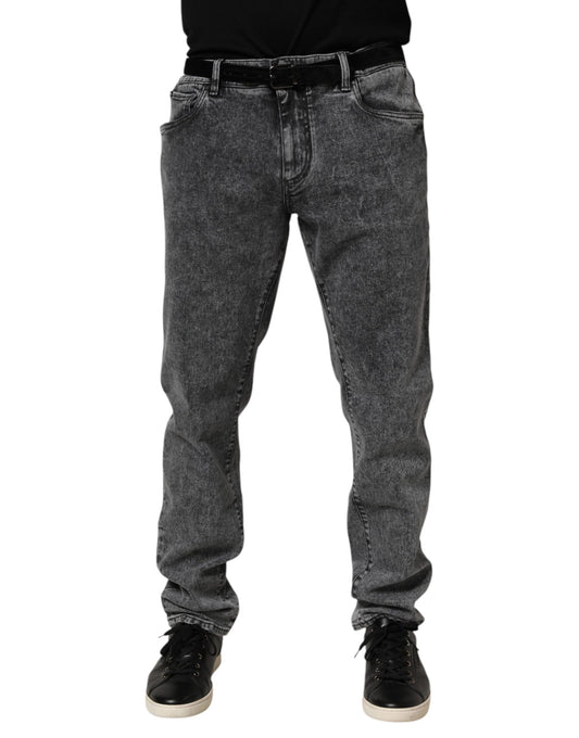 Dolce & Gabbana Gray Cotton Slim Fit Denim Trouser Jeans