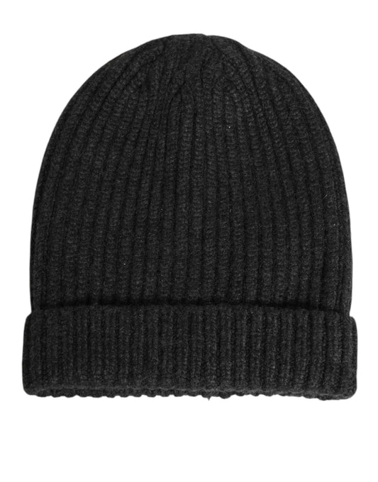 Dolce & Gabbana Black Cashmere Knitted Beanie Men Capello Hat