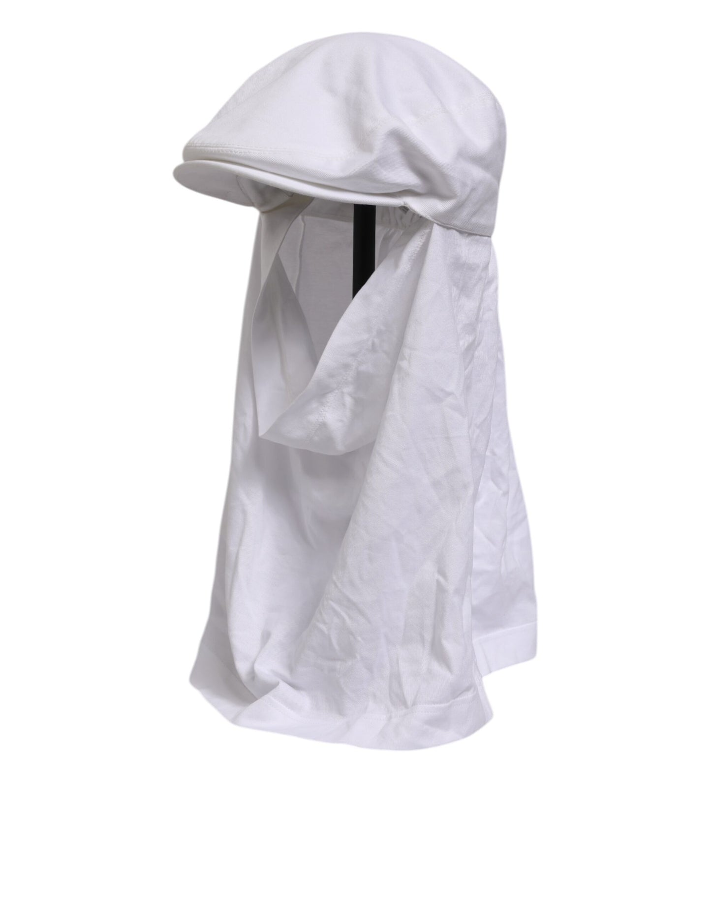 Dolce & Gabbana White Cotton DG Logo Plaque Baseball Balaclava Hat