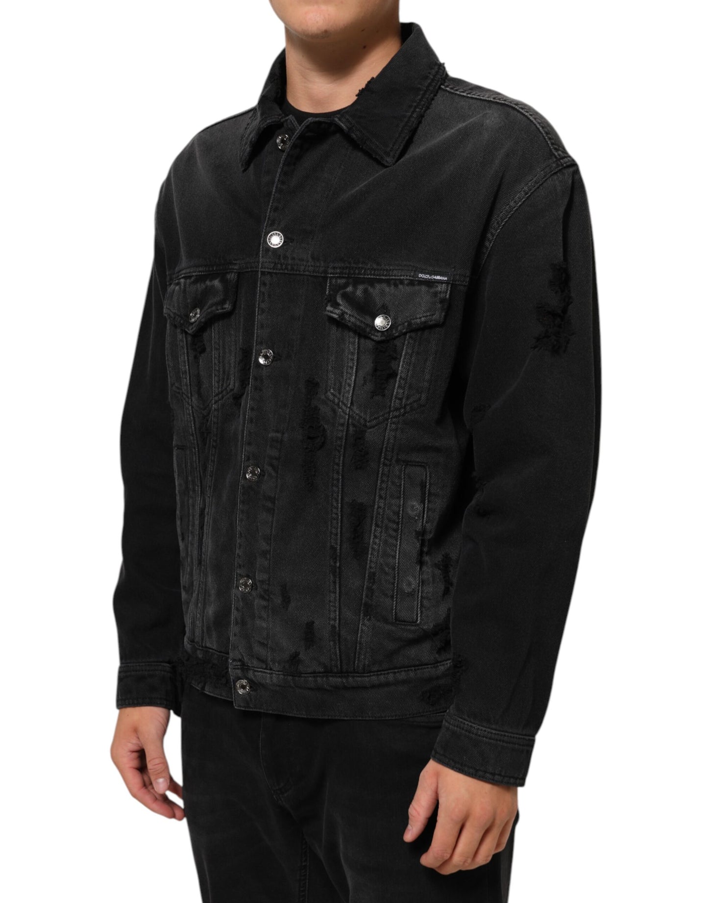 Dolce & Gabbana Black Cotton Stretch Denim Blouson Jacket
