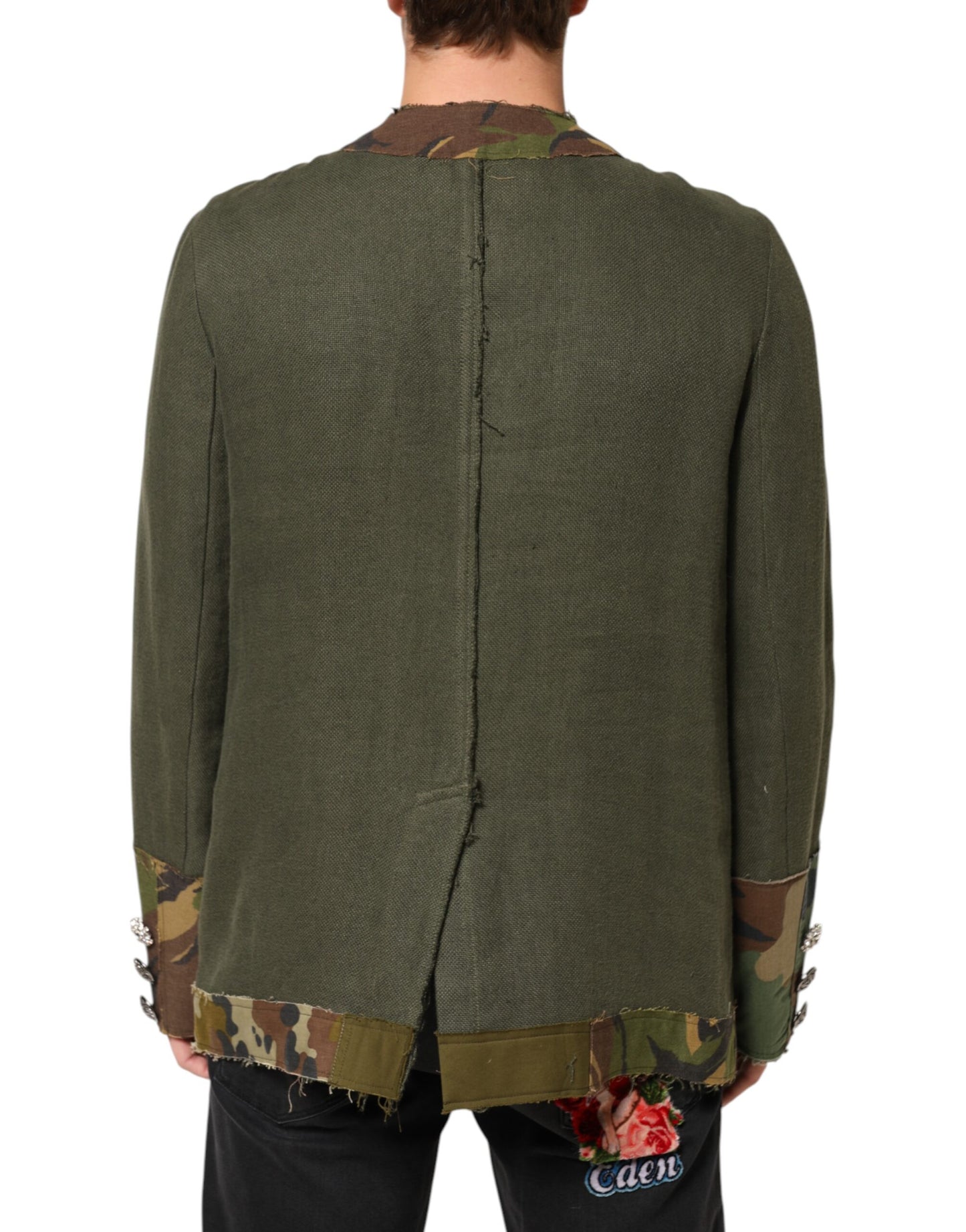 Dolce & Gabbana Brown Camouflage Linen Button Down Jacket