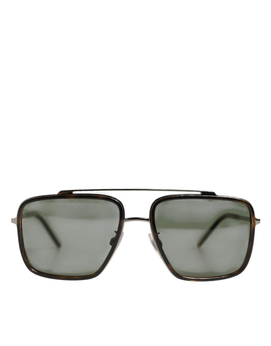 Dolce & Gabbana Silver Metal Frame Polarized Navigator Sunglasses