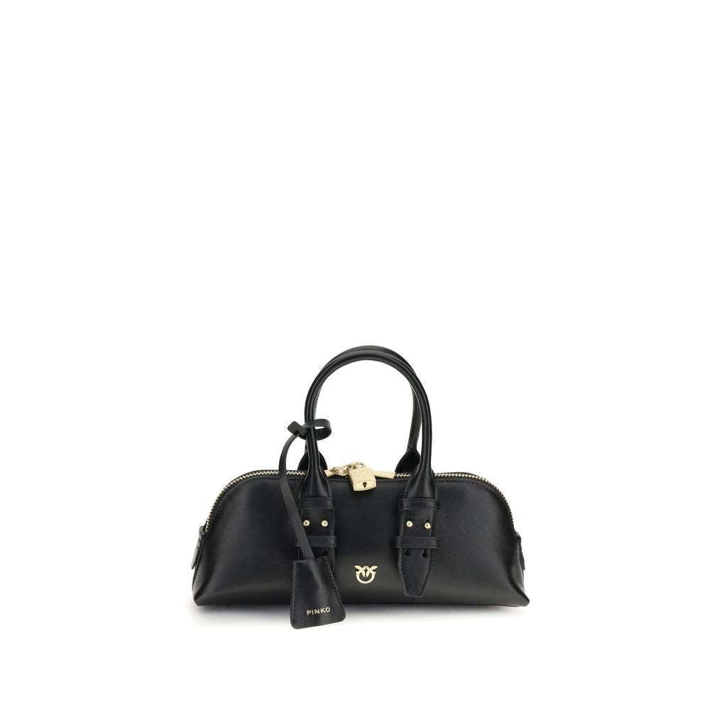 PINKO Black Calf Leather Bos Taurus Shoulder Bag