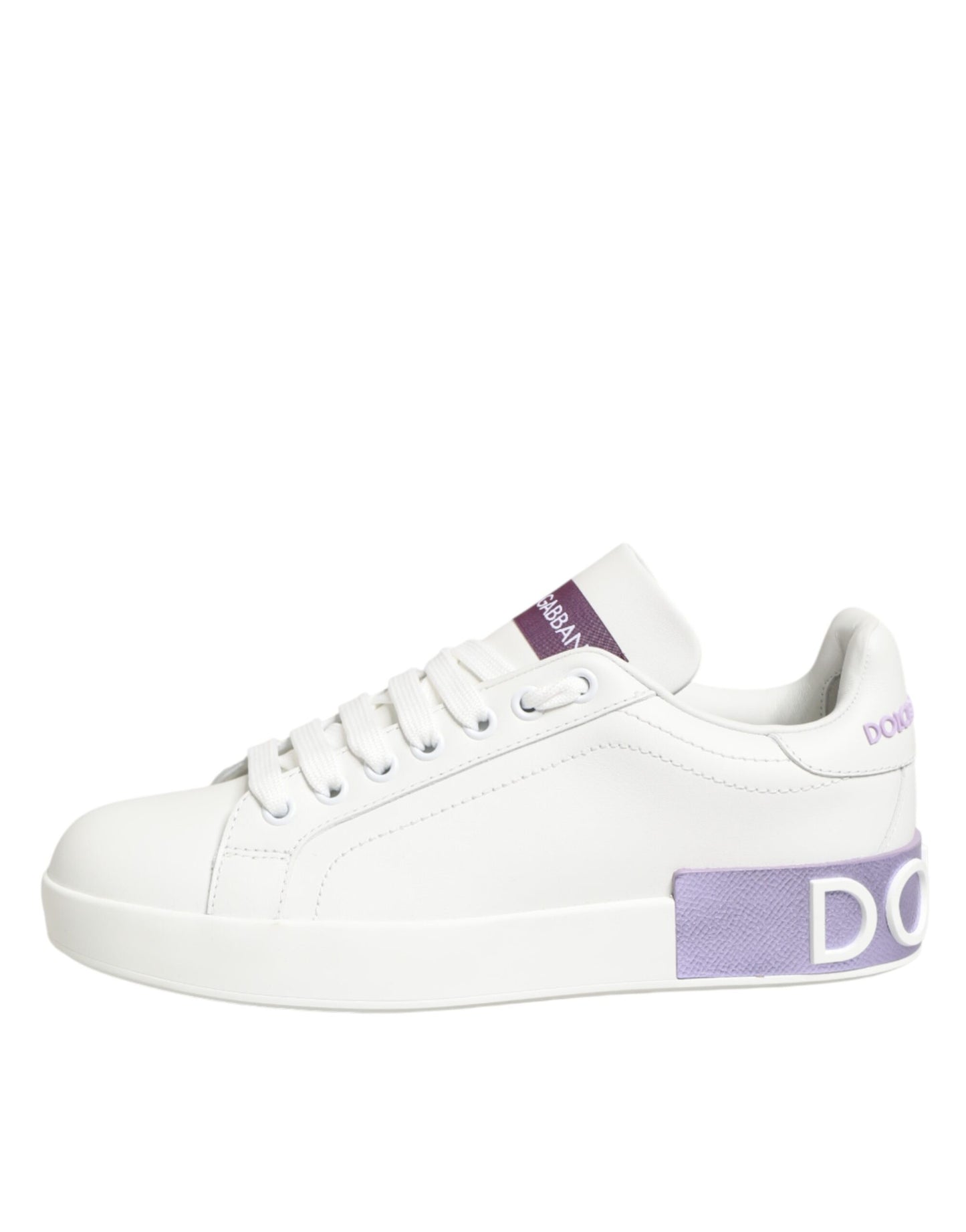 Dolce & Gabbana White Purple Leather Casual Sneakers Shoes