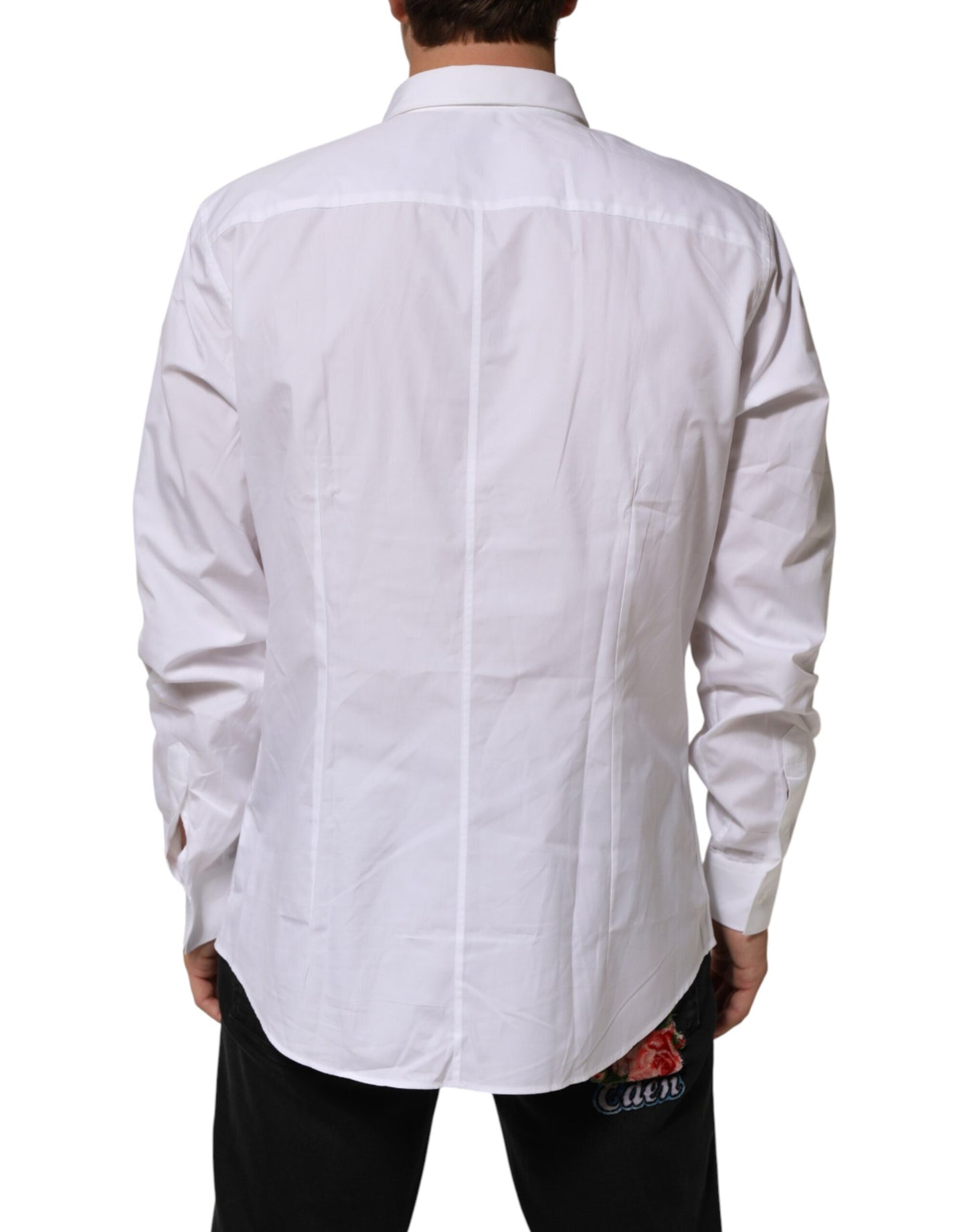 Dolce & Gabbana White Cotton Collared Long Sleeve Men Dress Shirt