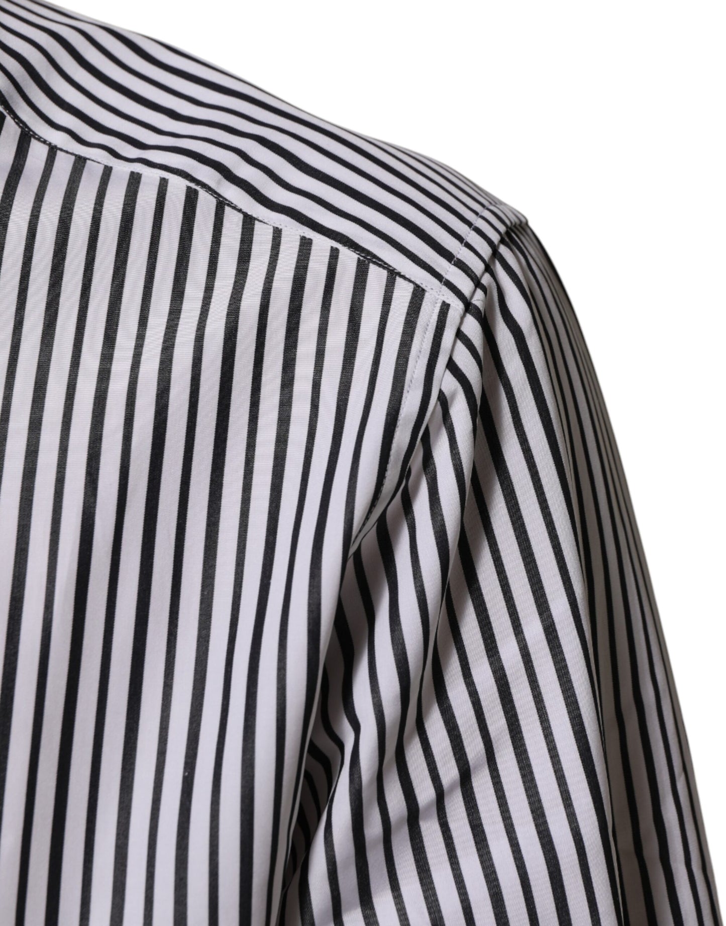 Dolce & Gabbana Black White Stripes Men GOLD Dress Shirt
