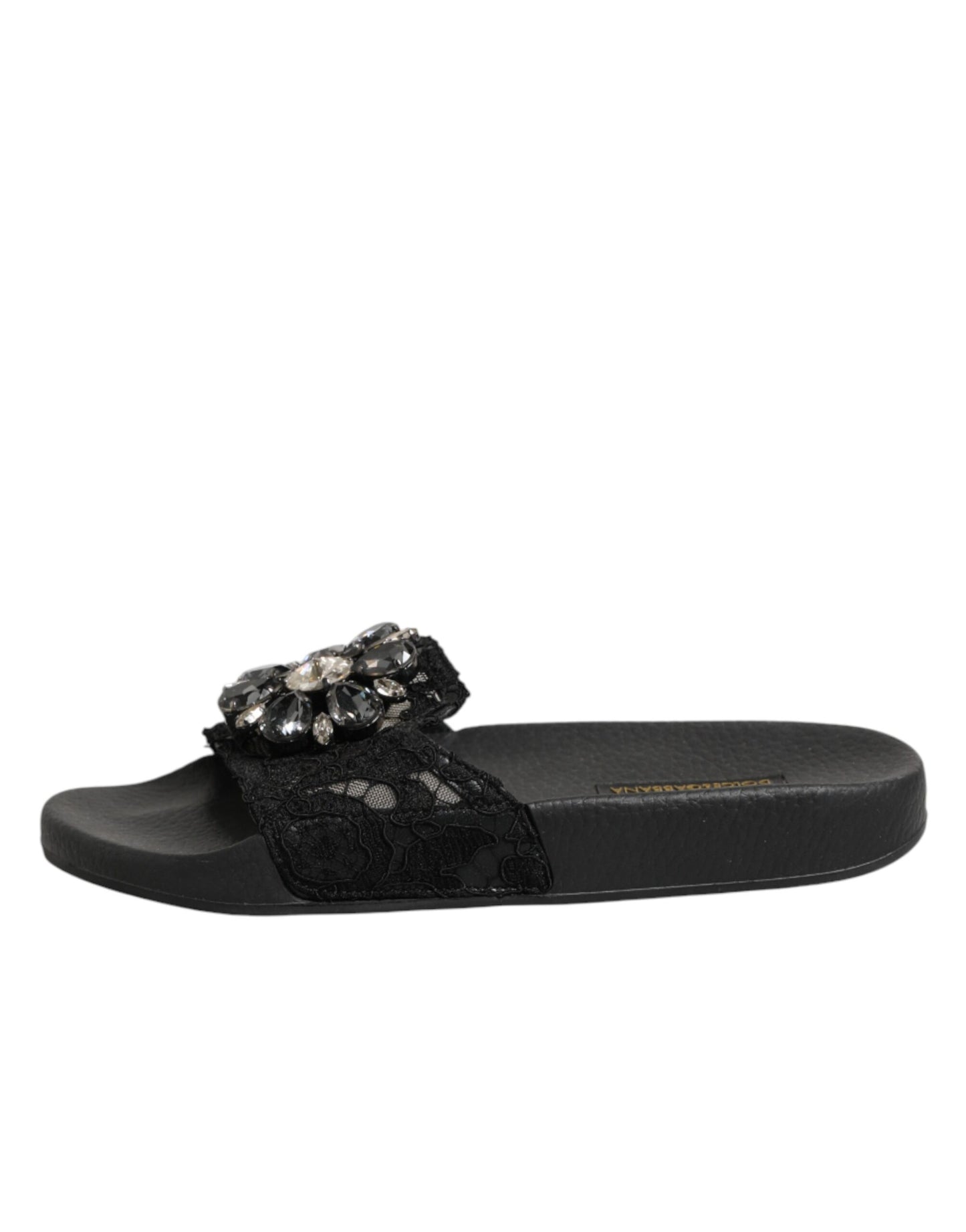 Dolce & Gabbana Black Devotion Matelassé Leather Slides Shoes