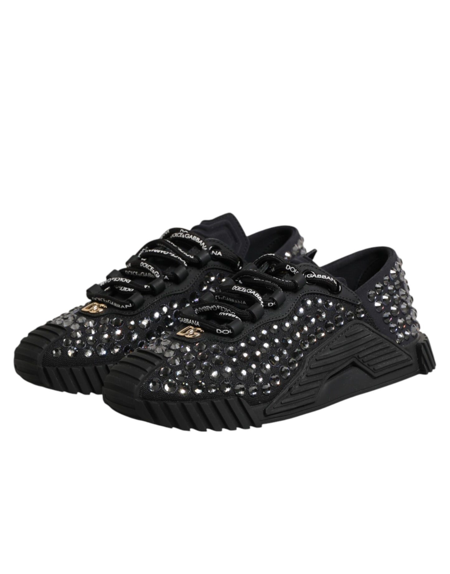 Dolce & Gabbana Shoes Black Embellished Low Top NS1 Sneakers Shoes