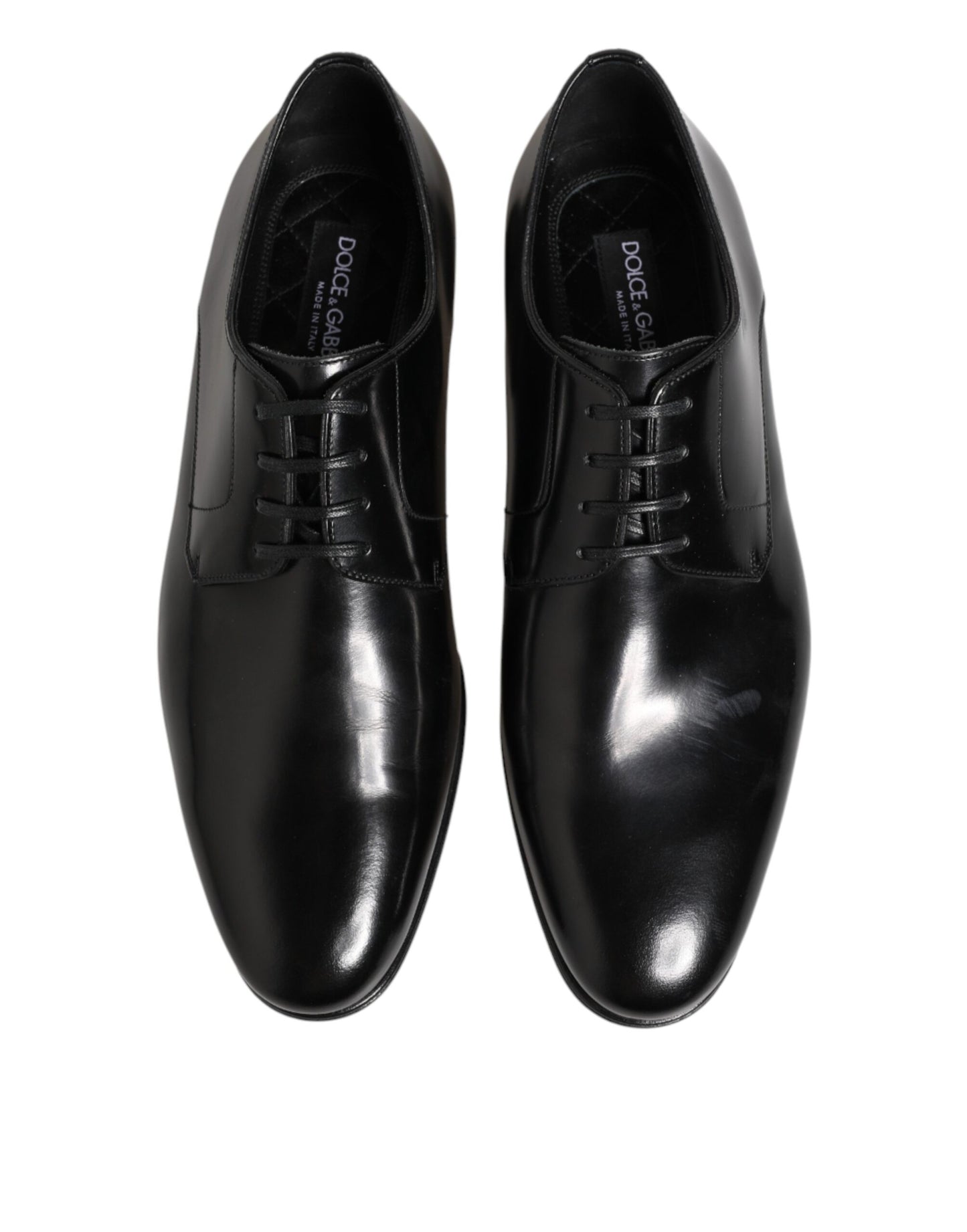 Dolce & Gabbana Black Calfskin Leather Derby Men Dress Shoes