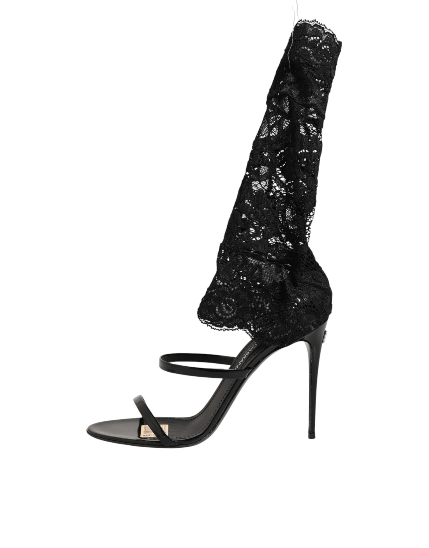 Dolce & Gabbana Black Floral Lace Heels SANDALS Shoes