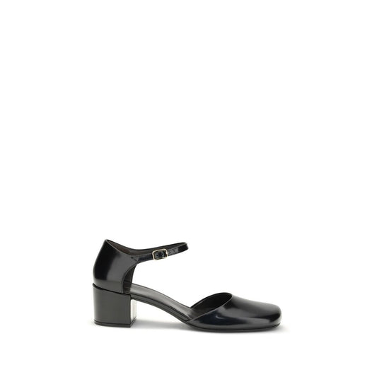 The Row Black Rubber Mid Heel Pumps