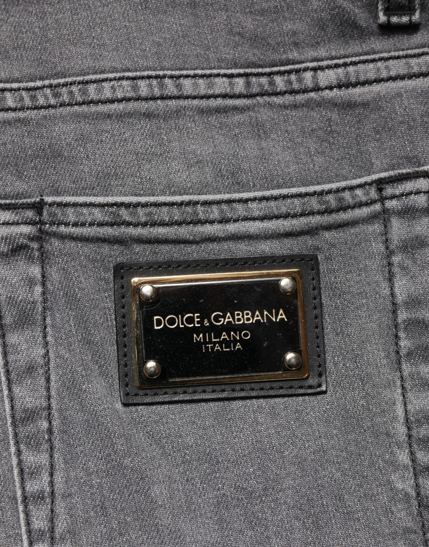 Dolce & Gabbana Gray Cotton Mid Waist Skinny Denim Jeans