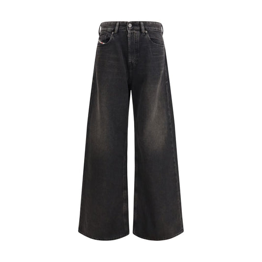 Diesel Black Cotton Relaxed Fit Jeans