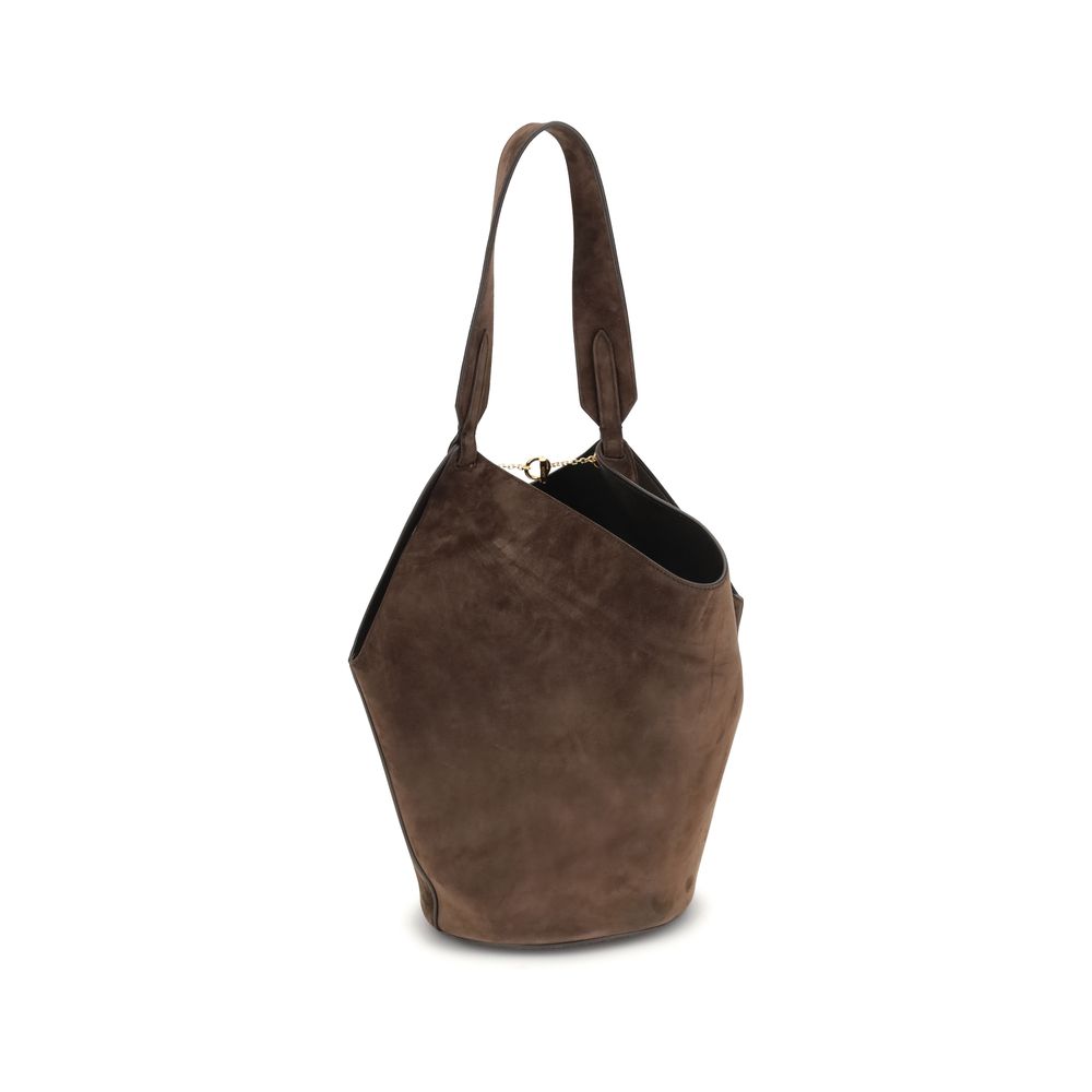 Khaite Brown Calf Leather Bos Taurus Shoulder Bag