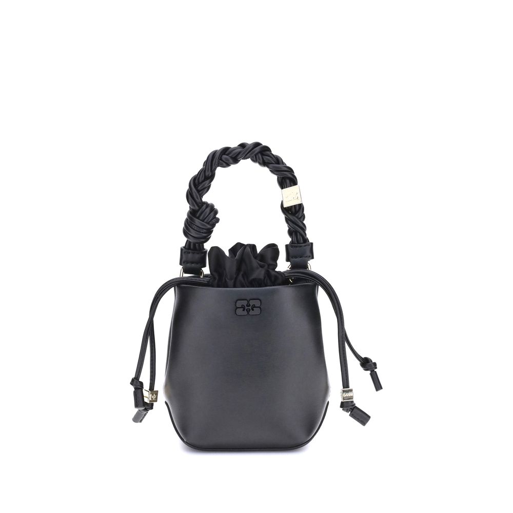 Ganni Black Recycled Leather Backet Bag