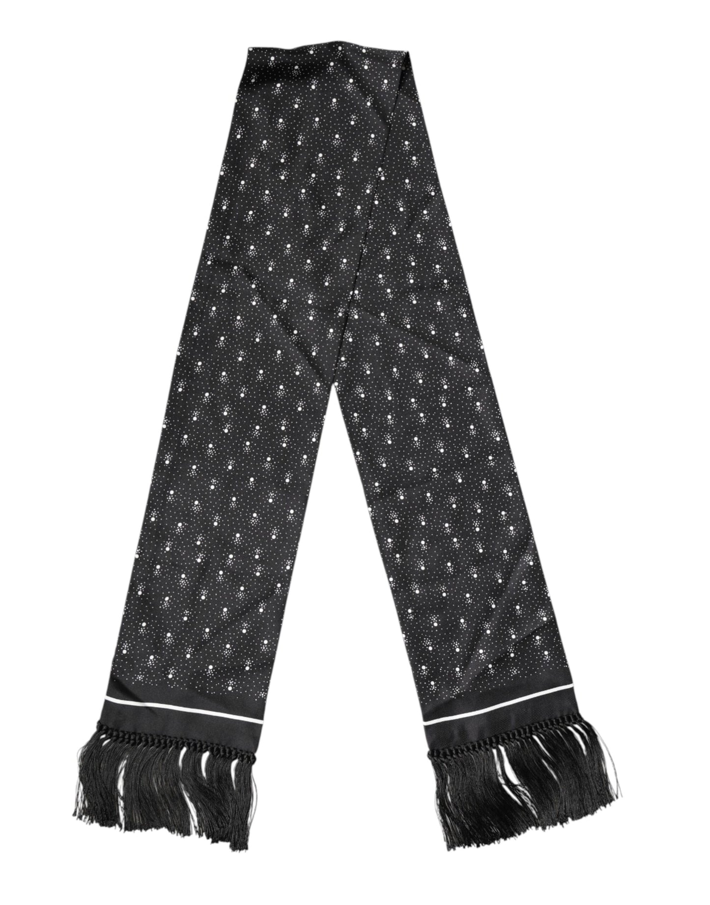 Dolce & Gabbana Black Silk Dotted Men Neck Wrap Shawl Scarf