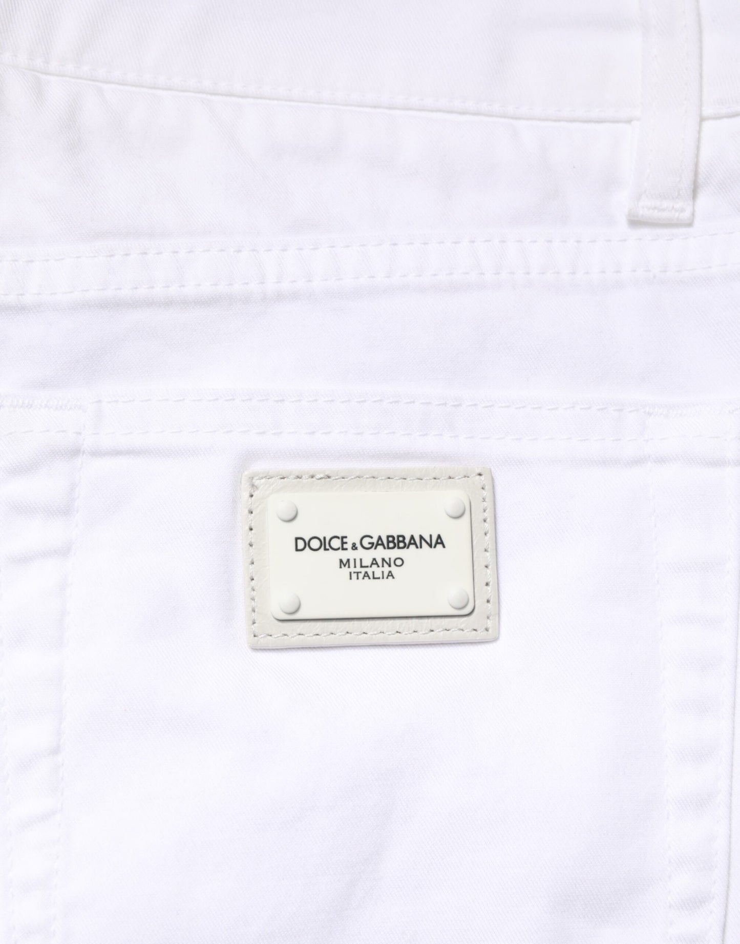 Dolce & Gabbana White Cotton Stretch Skinny Denim Men Jeans