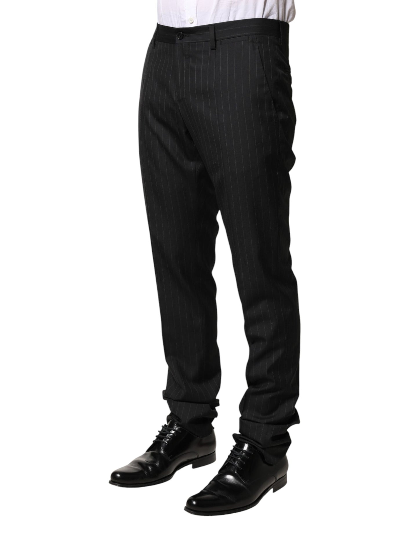 Dolce & Gabbana Black Stripes Wool Men Dress Trousers Pants