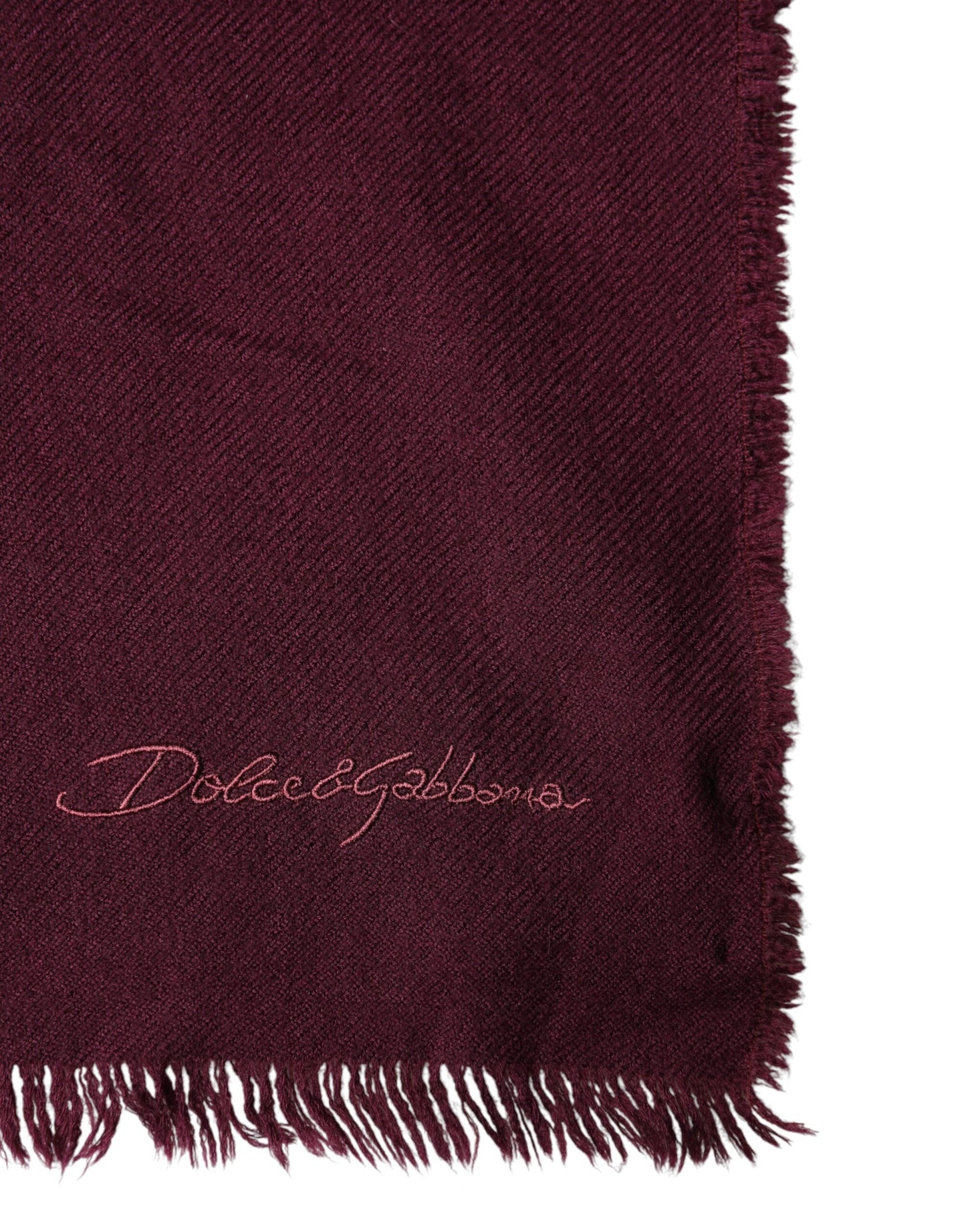 Dolce & Gabbana Maroon Cashmere Fringes Neck Wrap Shawl Scarf