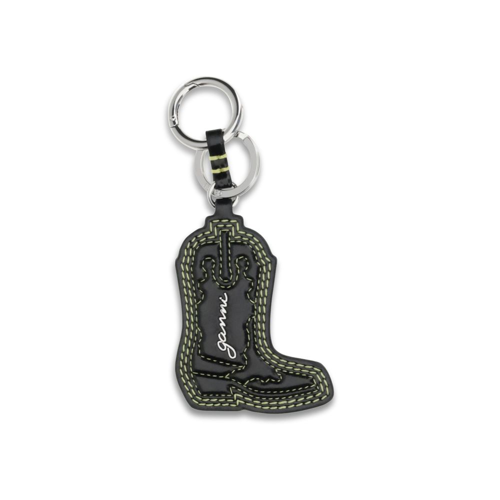 Ganni Black Recycled Leather Keychain