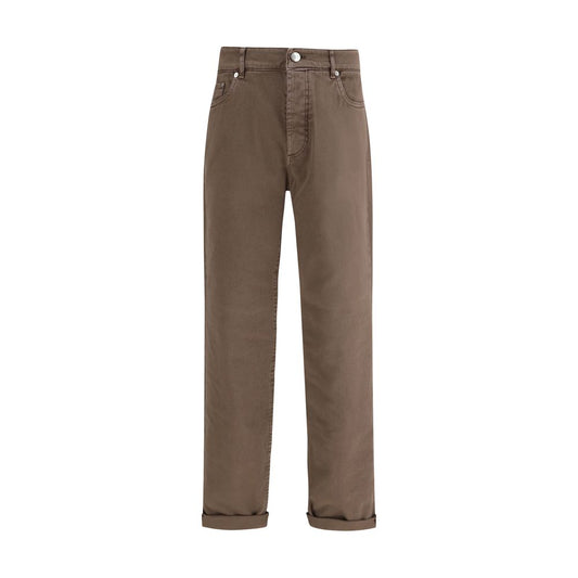 Brunello Cucinelli Brown Cotton Relaxed Fit Jeans
