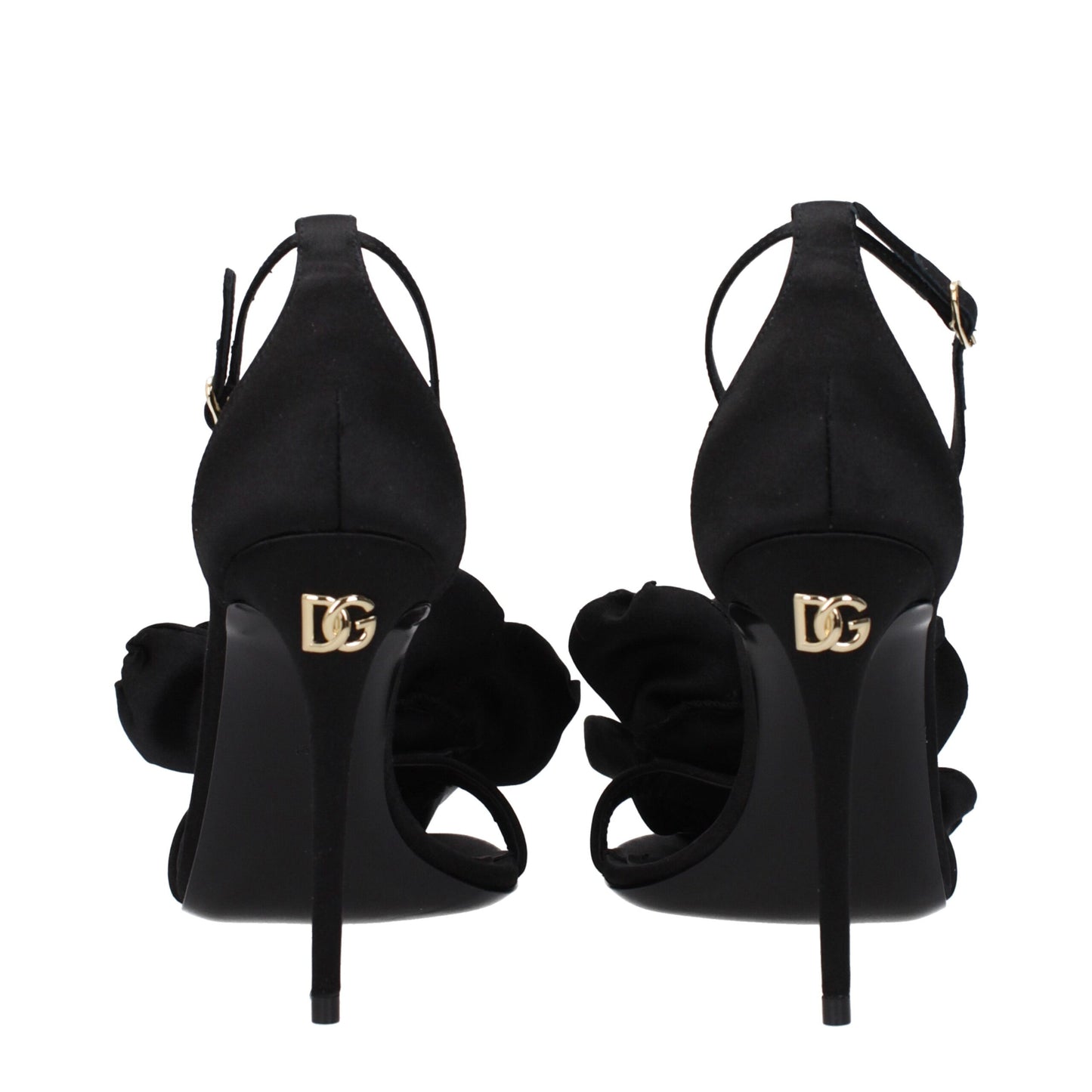 Dolce & Gabbana Black Satin Stiletto Heel Sandals