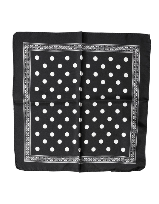 Dolce & Gabbana Black Polka Dot Square Handkerchief Scarf
