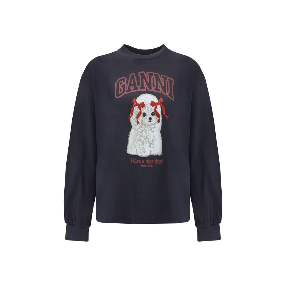 Ganni Black Cotton Sweatshirt