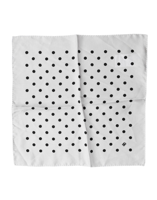 Dolce & Gabbana White Polka Dot Square Handkerchief Scarf
