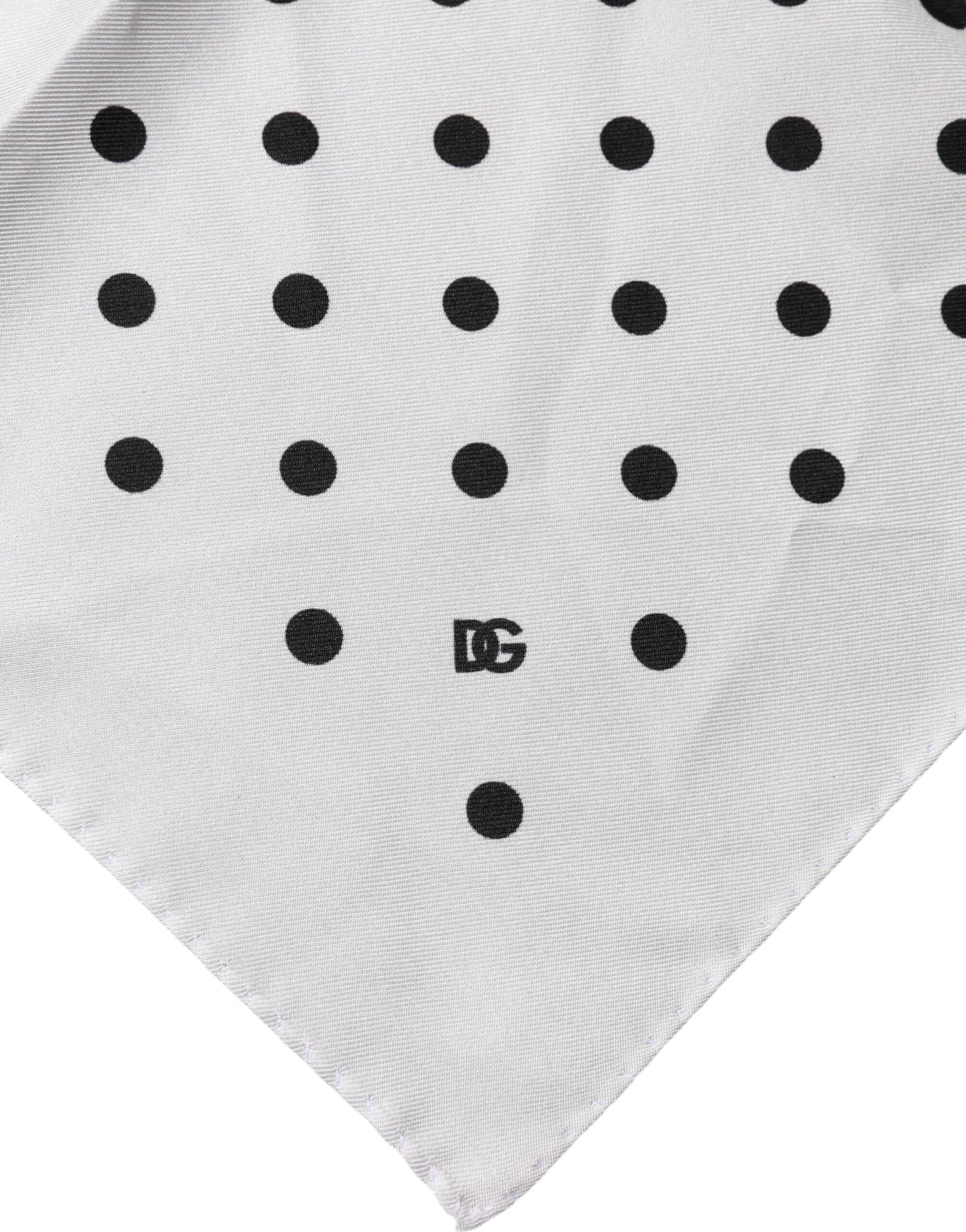Dolce & Gabbana White Polka Dot Square Handkerchief Scarf