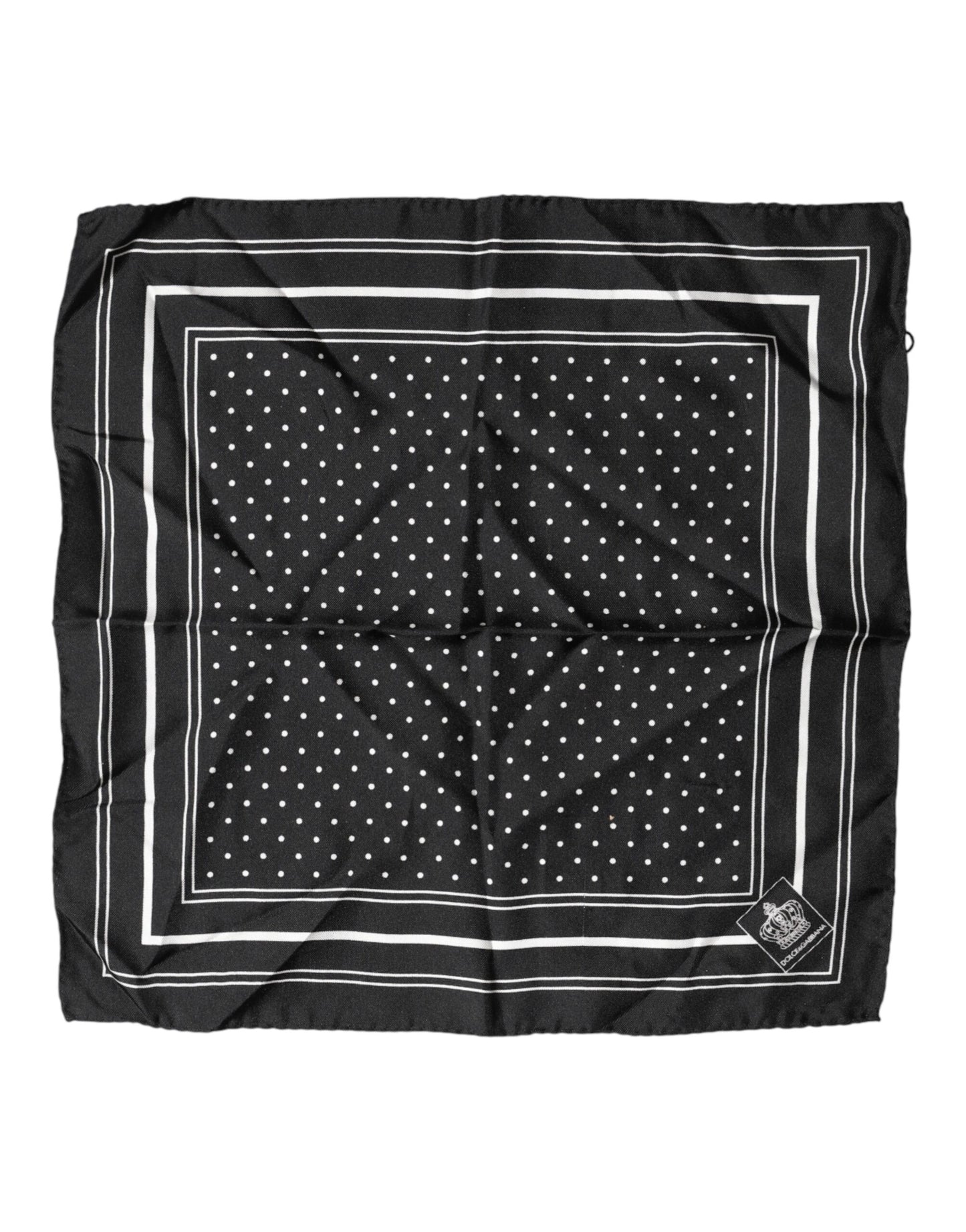 Dolce & Gabbana Scarf Black Poka Dot Men Square Handkerchief