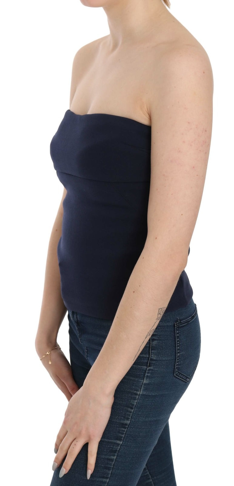 Costume National Strapless Zipper Back Tube Top Blouse