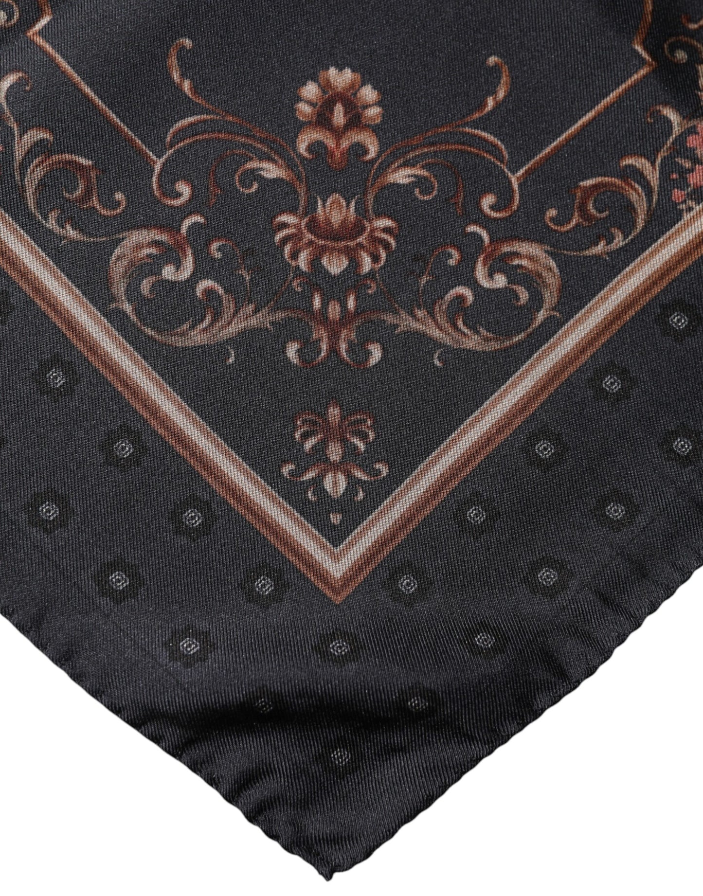 Dolce & Gabbana Black Patterned Square Foulard Scarf