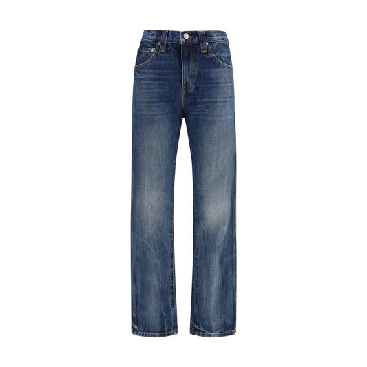 Khaite Blue Cotton High-Waisted Jean